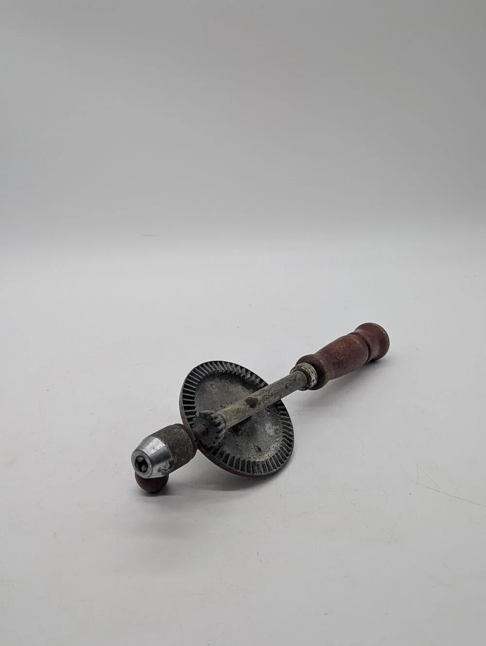 Vintage Red Eggbeater Hand Drill - Antique Manual Crank Woodworking Tool, Rustic